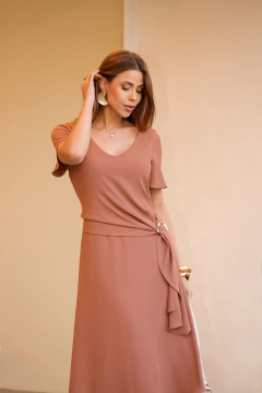 Imagem do VESTIDO DRAPEADO COM FIVELA DOURADA - 9929