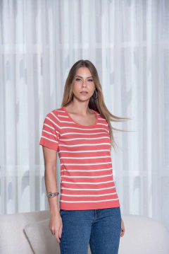 BLUSA TRICOT LISTRADA MANGA CURTA - TR-28 - GINESTRA