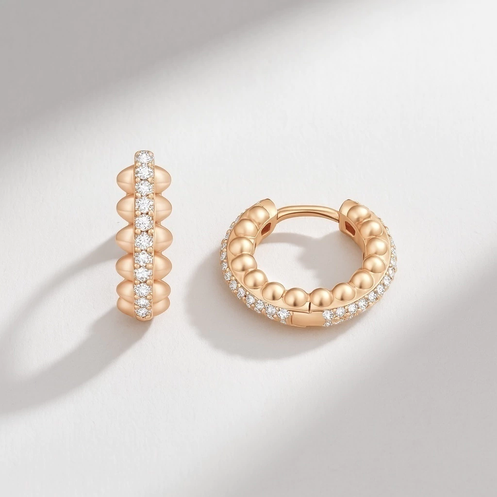 AROS ARGOLLAS BOLITAS RELIEVE ROSE (3266)