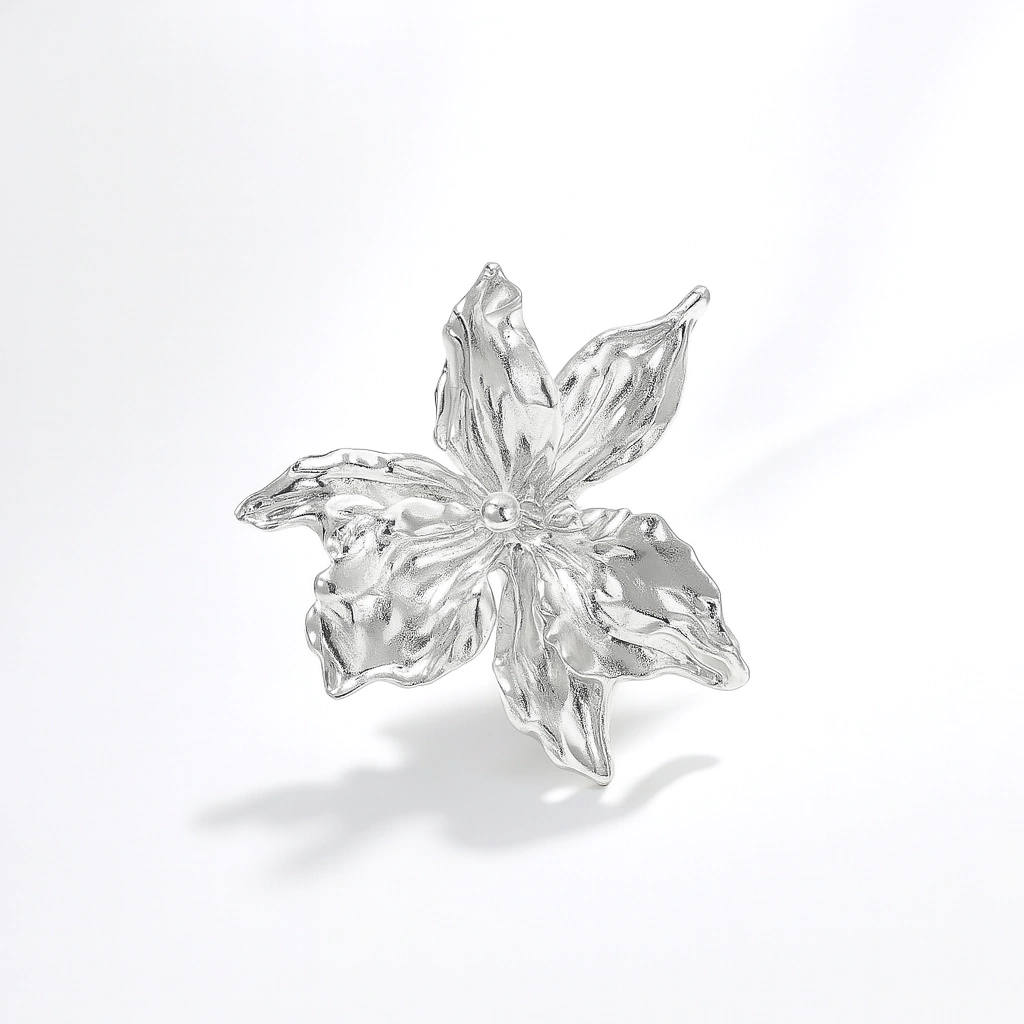 ANILLO IMPACTO FLORAL PLATEADO (3104)