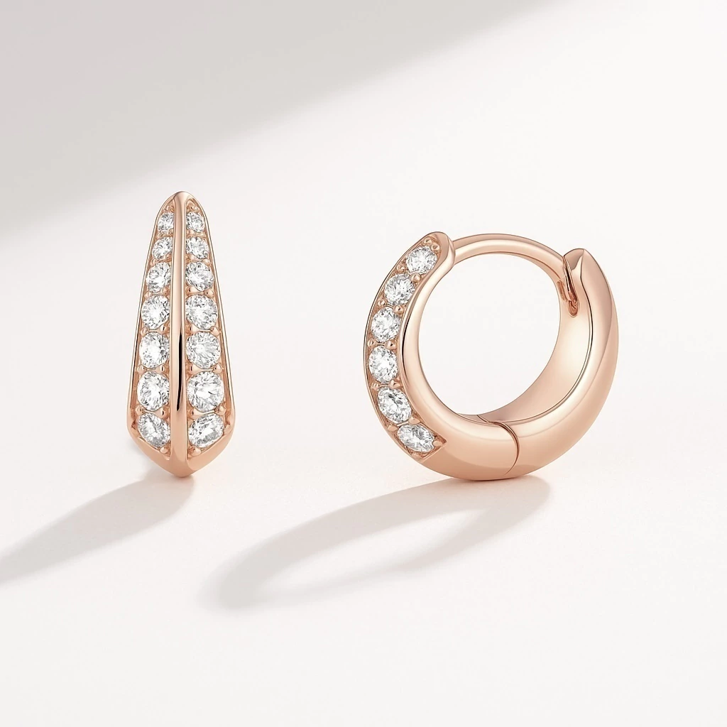 AROS ARGOLLAS DOBLE FILA CRISTALES ROSE (3267)