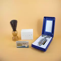 Rasuradora + Hojas + Jabón de afeitar + Brocha - Lavanda - Tienda Sustentable