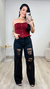 Calça Feminina Jeans Destroyed Jeans Beatriz Preto - Loja Loanita - Roupas femininas