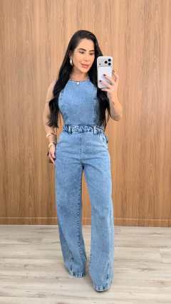 MACACÃO JEANS WID LEG FEMININO LUANA