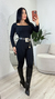 Macacão Feminino Manga Longa Aline Preto - Loja Loanita - Roupas femininas