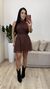 Vestido Feminino Curto Tule Rodado Luna Marrom - comprar online