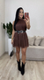 Vestido Feminino Curto Tule Rodado Luna Marrom - loja online