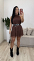 Vestido Feminino Curto Tule Rodado Luna Marrom