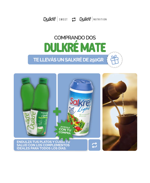 2 Dulkré Mate - Líquido - 500ml + 1 Sal baja en sodio Salkré -250 grs gratis