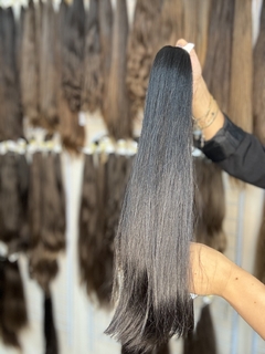 CABELO HUMANO CASTANHO ESCURO 62CM e 96GRAMAS - ETIQUETA PRATA - comprar online
