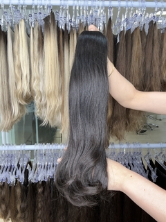 CABELO HUMANO CASTANHO NATURAL 58CM - ETIQUETA PRATA - comprar online