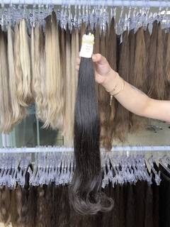 CABELO HUMANO CASTANHO NATURAL 58CM - ETIQUETA PRATA na internet