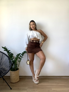Cropped babado 1 ombro na internet