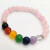 Pulseira de Pedra Quartzo Rosa com 7 chakras
