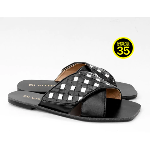 Sandália Rasteira em Couro SOMENTE NUMERAÇÃO 35