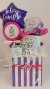 Caja 10 Rayas Violeta con Taza y Dulces Linea Acuarela "Te Regalo Superpoderes"