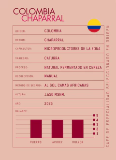 CAFÉ COLOMBIA CHAPARRAL - 250 G BOLSA COMPOSTABLE - Fuego - Tostadores de Cafe