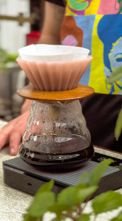 Cafetera Origami Rosa + filtros + soporte de madera en internet
