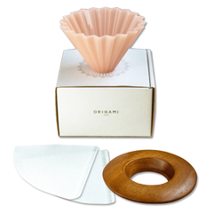 Cafetera Origami Rosa + filtros + soporte de madera - comprar online