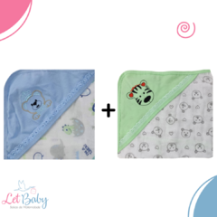 KIT TOALHA FRALDA COM CAPUZ COM DUAS UNIDADES