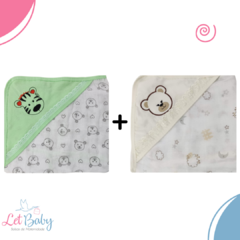 KIT TOALHA FRALDA COM CAPUZ COM DUAS UNIDADES - Let Baby Bolsas De Maternidade