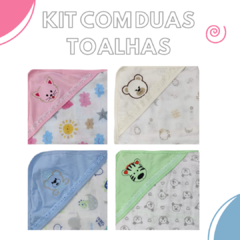 KIT TOALHA FRALDA COM CAPUZ COM DUAS UNIDADES