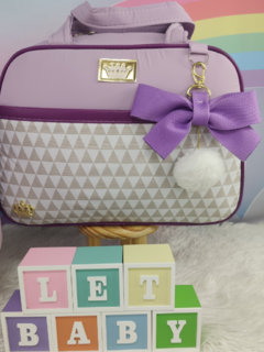 KIT BOLSA MATERNIDADE 3 PECAS CHEVRON LILÁS - comprar online