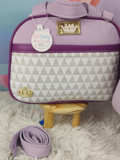 KIT BOLSA MATERNIDADE 3 PECAS CHEVRON LILÁS - Let Baby Bolsas De Maternidade
