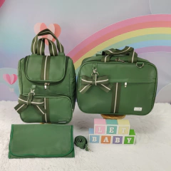 KIT BOLSA MATERNIDADE 3 PEÇAS VENEZA VERDE MILITAR