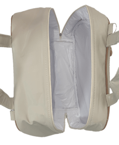 KIT BOLSA MATERNIDADE 3 PEÇAS CHEVRON BEGE + SAIDA MATERNIDADE MENINA