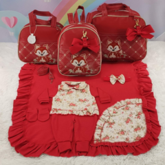 KIT BOLSA MATERNIDADE 3 PEÇAS RAPOSA VERMELHA + SAIDA MATERNIDADE - Let Baby Bolsas De Maternidade