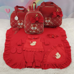 KIT BOLSA MATERNIDADE 3 PEÇAS RAPOSA VERMELHA + SAIDA MATERNIDADE - loja online