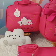 KIT BOLSA MATERNIDADE 5 PEÇAS NUVEM PINK MENINA - comprar online