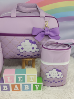 KIT BOLSA MATERNIDADE 5 PEÇAS NUVEM LILÁS MENINA na internet