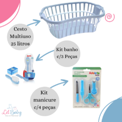 KIT CESTO MULTIUSO COM ENXOVAL MENINO na internet