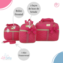 Imagem do KIT BOLSA MATERNIDADE 3 PEÇAS LAÇO PINK + SAIDA MATERNIDADE MENINA