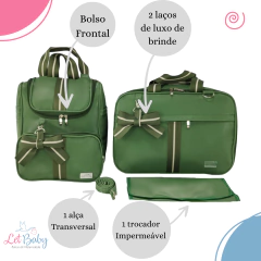 KIT BOLSA MATERNIDADE 3 PEÇAS VENEZA VERDE MILITAR - comprar online