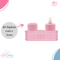 Kit Higiene Bebê 3 peças Rattan Organizador - Azul - Rosa - Branco - loja online