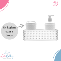 Imagem do Kit Higiene Bebê 3 peças Rattan Organizador - Azul - Rosa - Branco