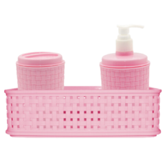 Kit Higiene Bebê 3 peças Rattan Organizador - Azul - Rosa - Branco - comprar online