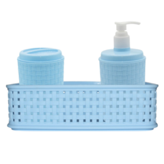 Kit Higiene Bebê 3 peças Rattan Organizador - Azul - Rosa - Branco