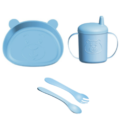 Kit Refeição Introdução Alimentar Ursinho Infantil - Azul e Rosa