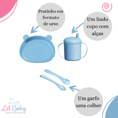 Kit Refeição Introdução Alimentar Ursinho Infantil - Azul e Rosa - Let Baby Bolsas De Maternidade