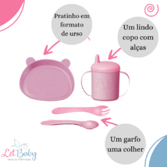 Kit Refeição Introdução Alimentar Ursinho Infantil - Azul e Rosa na internet