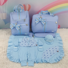 KIT BOLSA MATERNIDADE 3 PEÇAS VENEZA AZUL + SAIDA MATERNIDADE MENINO