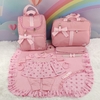 KIT BOLSA MATERNIDADE 3 PEÇAS VENEZA ROSA + SAIDA MATERNIDADE MENINA