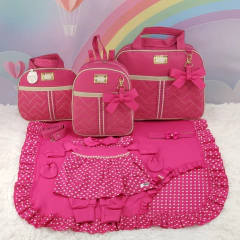 KIT BOLSA MATERNIDADE 3 PEÇAS LAÇO PINK + SAIDA MATERNIDADE MENINA na internet
