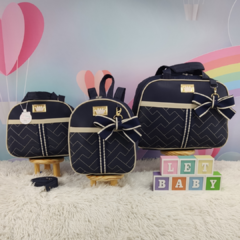 KIT BOLSA MATERNIDADE 3 PECAS LAÇO MARINHO