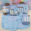 KIT BOLSA MATERNIDADE 5 PEÇAS URSO LISTRADO AZUL + SAÍDA MATERNIDADE MENINO