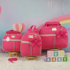 KIT BOLSA MATERNIDADE 3 PEÇAS LAÇO PINK + SAIDA MATERNIDADE MENINA - comprar online